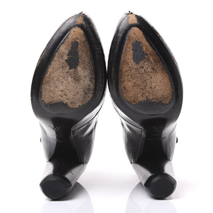 Louis Vuitton Crocodile Embossed Patent Calfskin Delft Cornelia Ankle Boots 36.5 Black 5 of 8