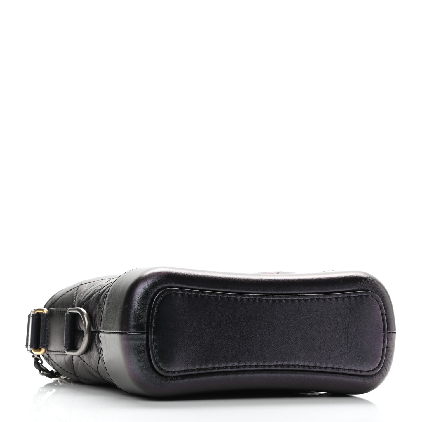 Iridescent Aged Calfskin Quilted Small Gabrielle Hobo Black