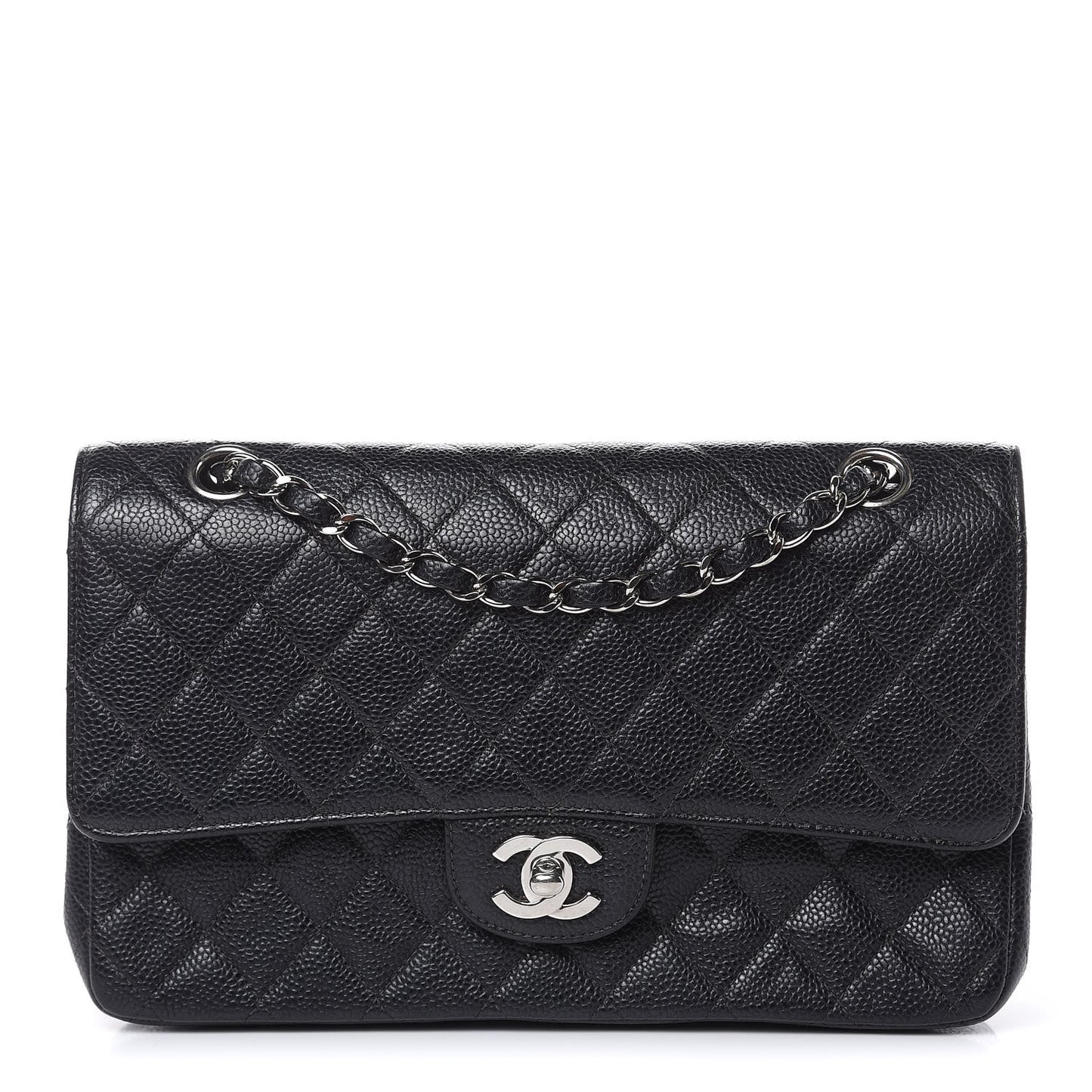 Caviar Quilted Medium Double Flap Black