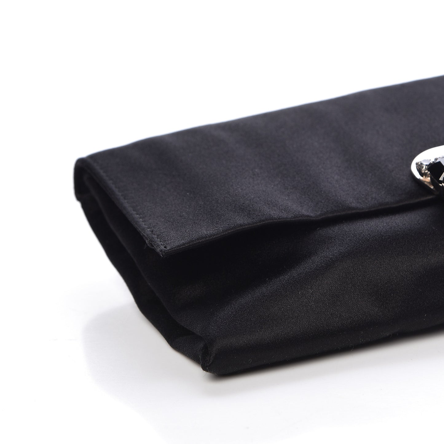 Satin Crystal Clutch Black