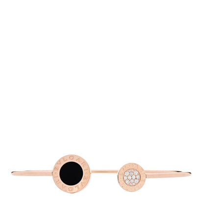 Bulgari 18K Rose Gold Diamond Onyx BVLGARI BVLGARI Cuff Bracelet M 1 of 4