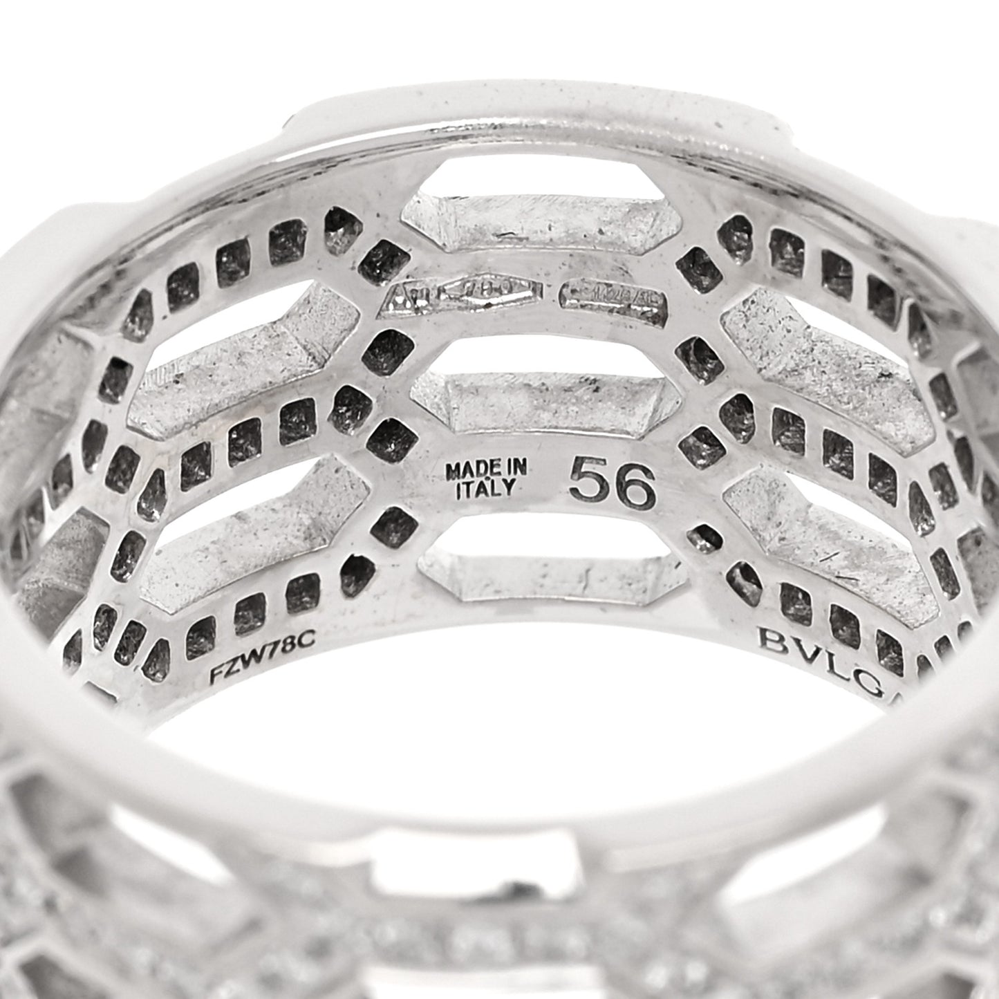 18K White Gold Diamond Serpenti Seduttori Pave Ring 56 7.5