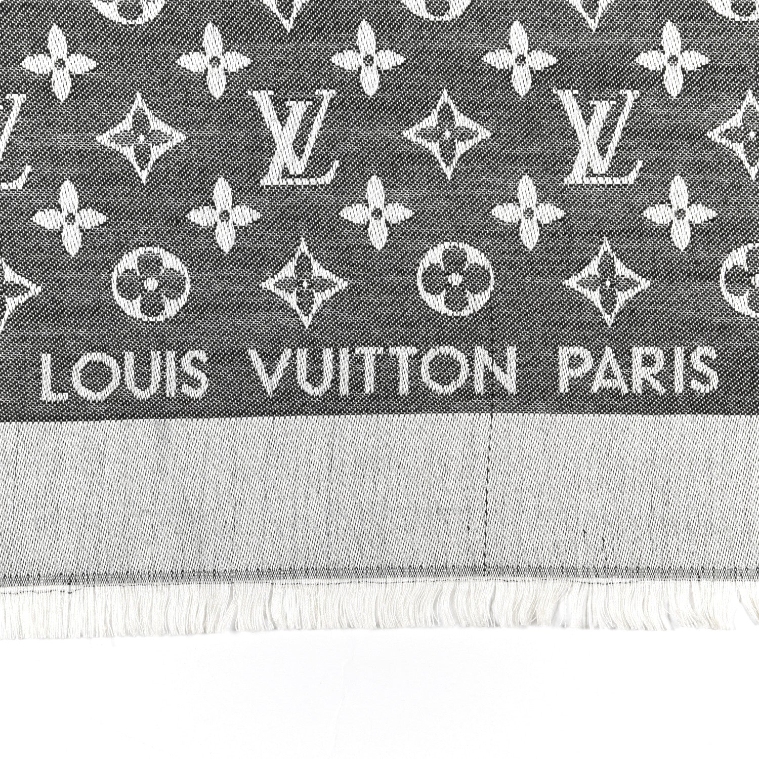 Louis Vuitton Wool Silk Monogram Denim Shawl Black 2 of 3