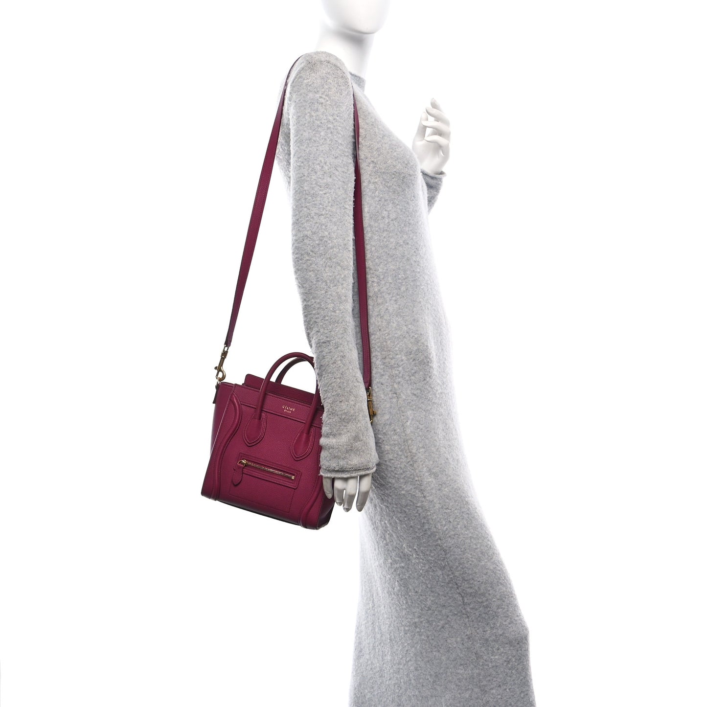 Drummed Calfskin Nano Luggage Plum