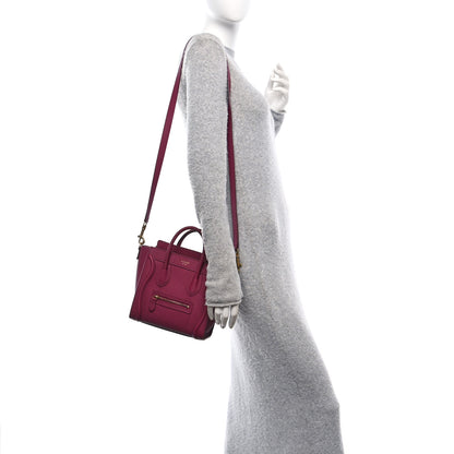 Celine Drummed Calfskin Nano Luggage Plum 2 of 10