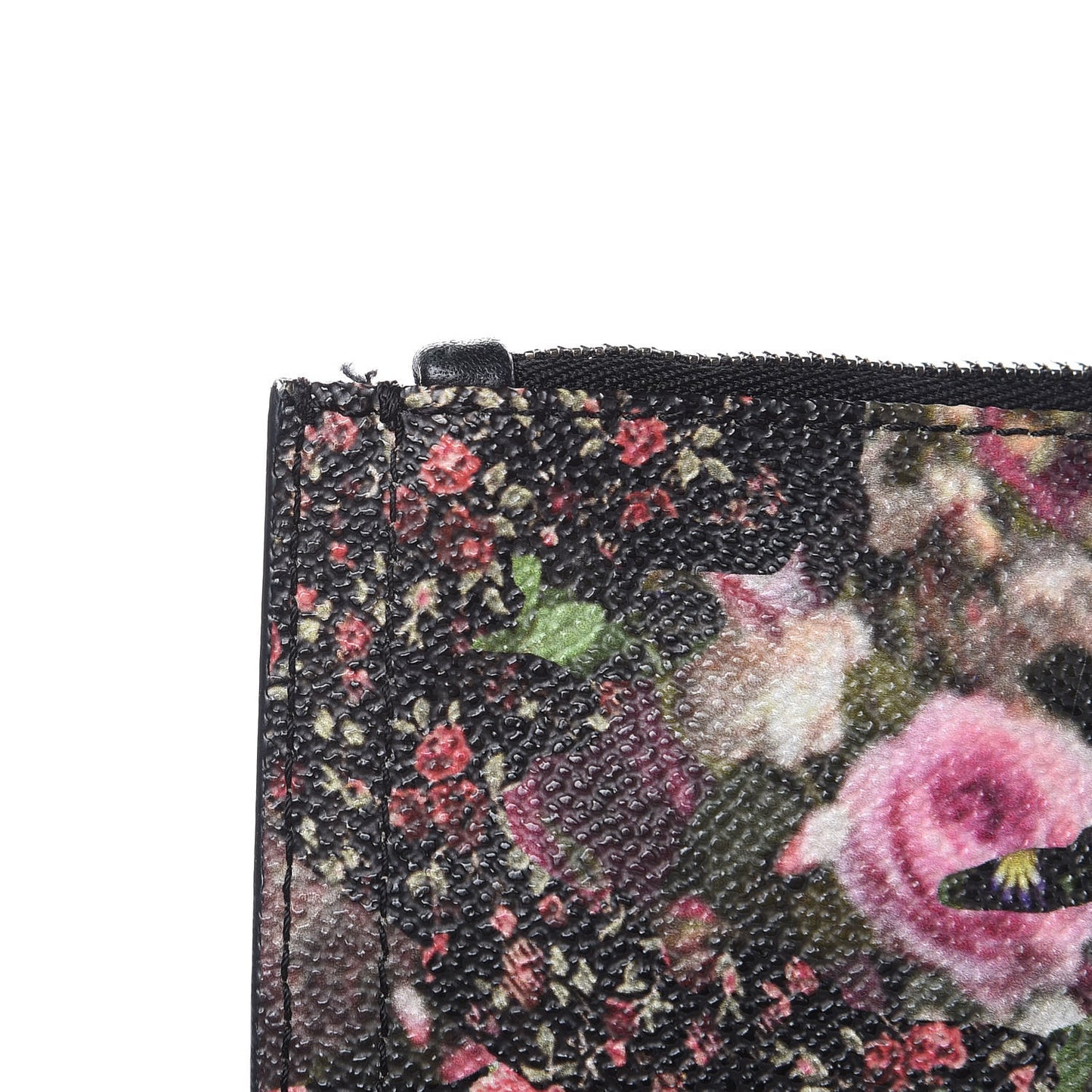 Coated Canvas Roses Camouflage Print Medium Antigona Zip Pouch Black