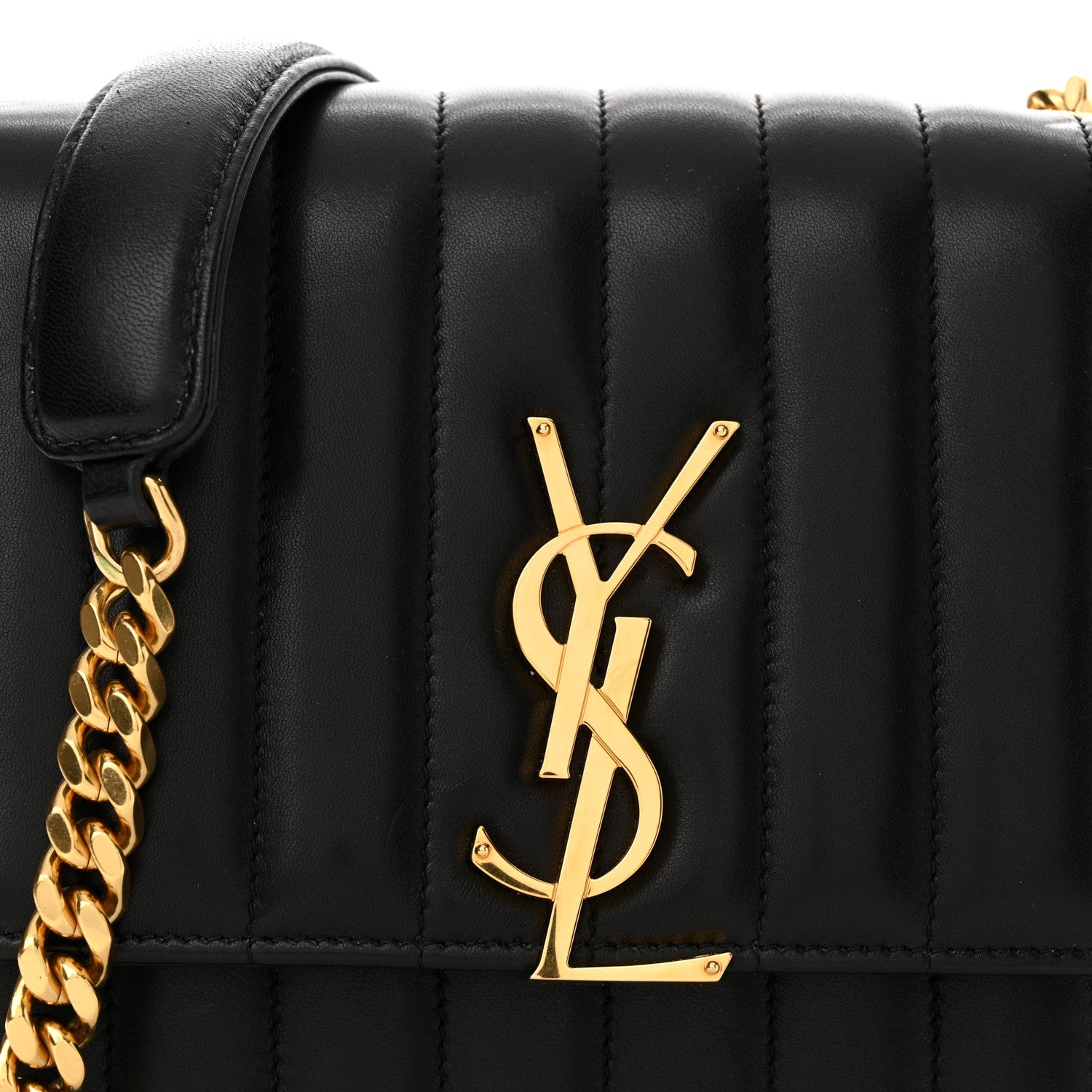 Saint Laurent Lambskin Matelasse Monogram Medium Vicky Chain Bag Black 8 of 10