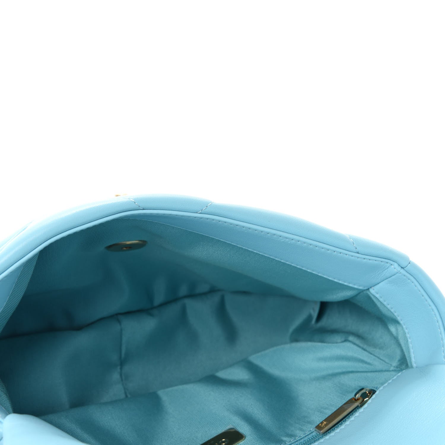 Chanel Shiny Lambskin Quilted Medium Chanel 19 Flap Light Blue 5 of 11