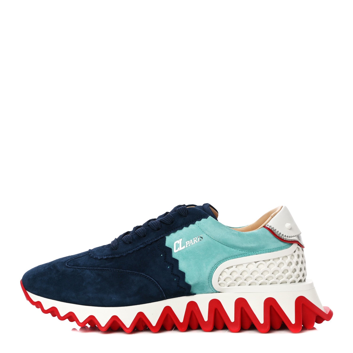 Christian Louboutin Suede Mens Loubishark Sneakers 43 Blu Scuro Source 1 of 10