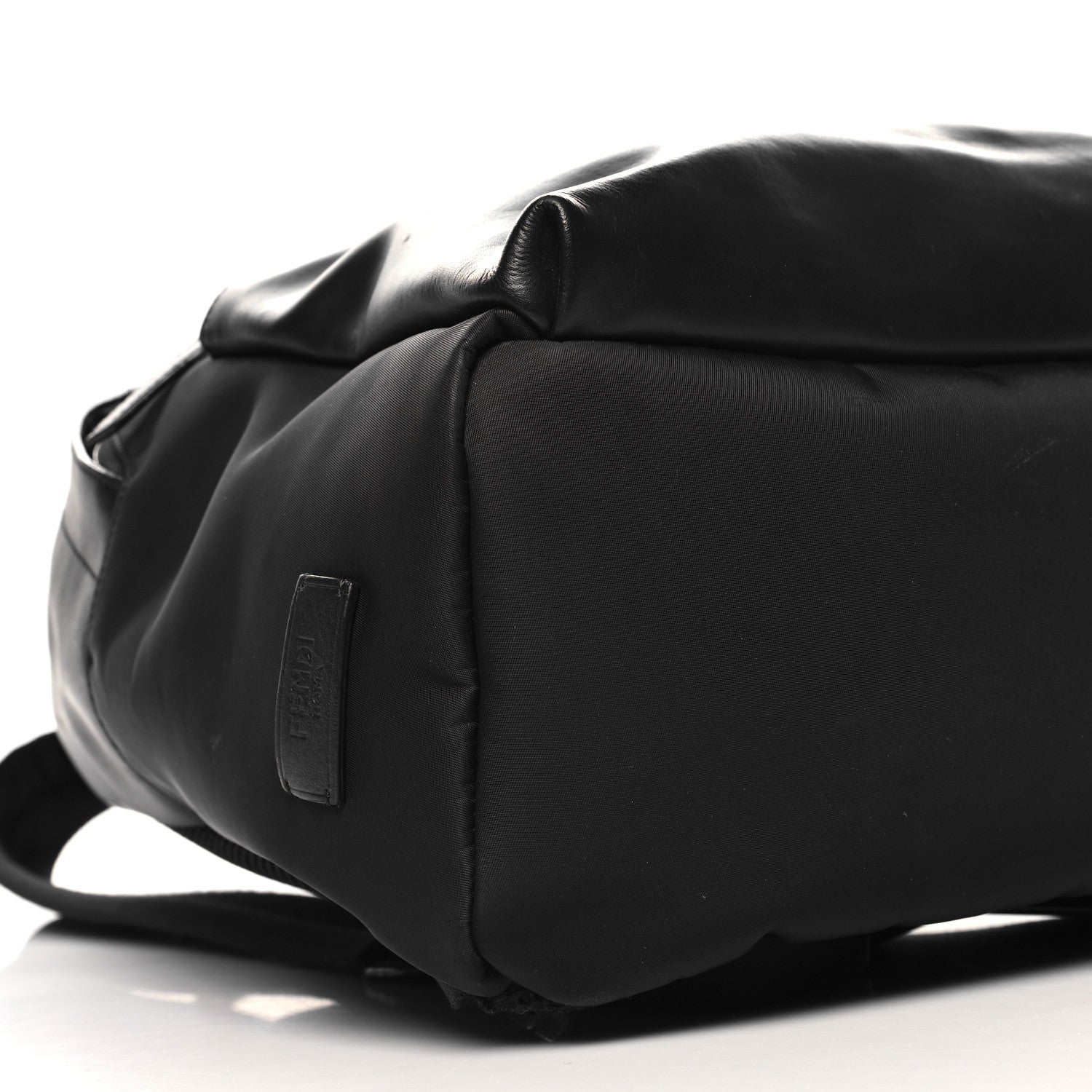 Fendi Nylon Vitello Liberty Vitello Dolce Monster Eyes Rounded Backpack Black Sunflower 9 of 11