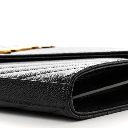 Saint Laurent Grain De Poudre Matelasse Chevron Monogram Chain Wallet Black 10 of 10