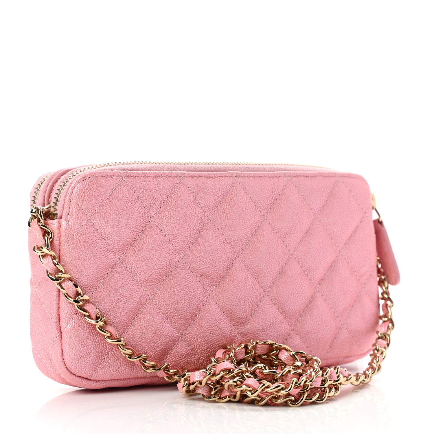 Chanel Iridescent Caviar Quilted Small Clutch With Chain Pink 3 of 10