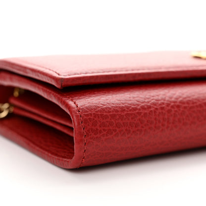 Gucci Dollar Calfskin Petite GG Marmont Wallet Chain Bag Hibiscus Red 9 of 15