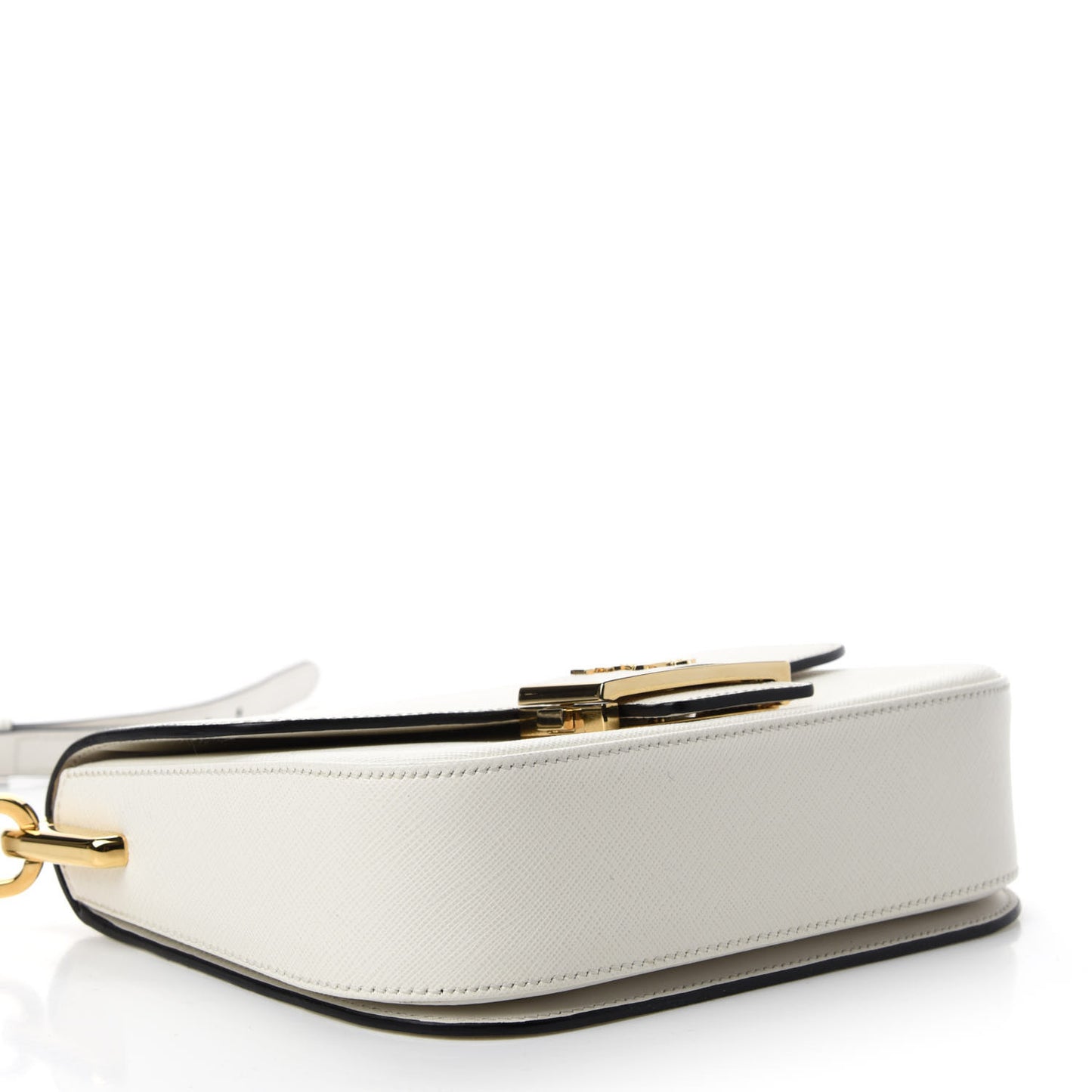 Saffiano Lux Embleme Flap Shoulder Bag White