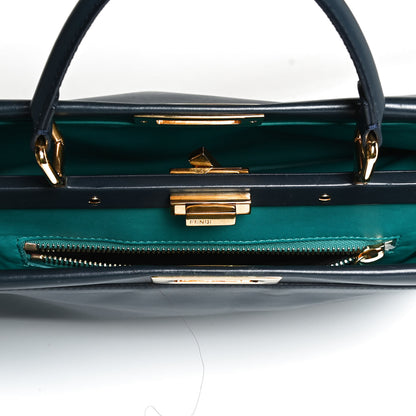 Fendi Vitello Morgan Shiny Nappa Medium Peekaboo Iconic Satchel Lavagna Lago 5 of 11