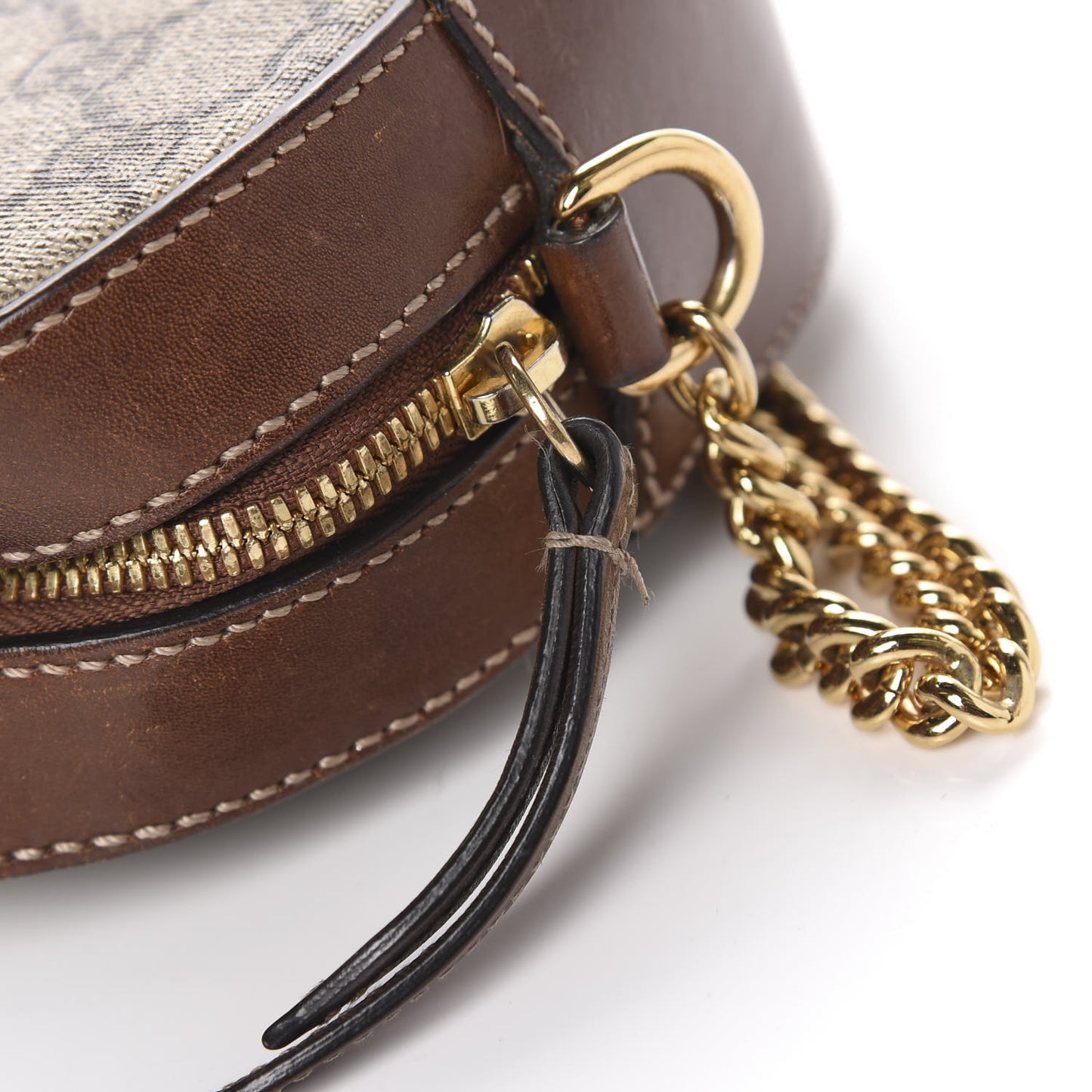 GG Supreme Monogram Cuoio Toscano Mini Chain Shoulder Bag Beige Ebony Cuir