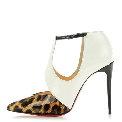 Christian Louboutin Jazz Calf Patent Leopard Print Dictata 100 Pumps 36.5 Version Brown 1 of 7