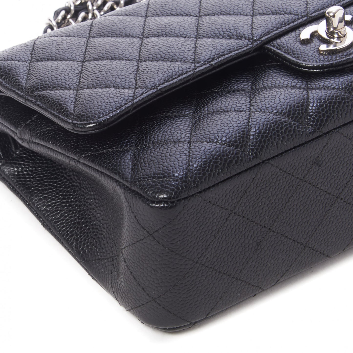 Caviar Quilted Medium Double Flap Black