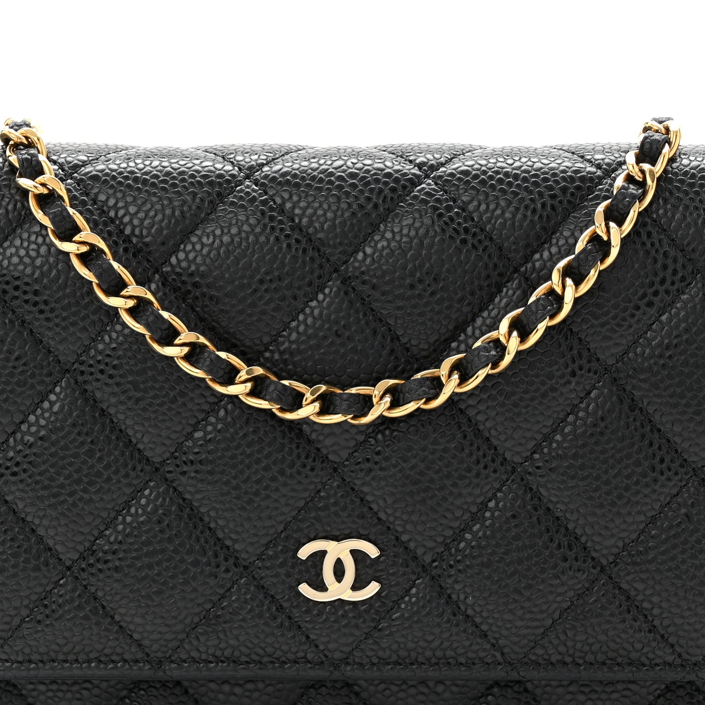 Caviar Quilted Wallet On Chain WOC Black