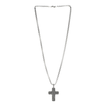 David Yurman Sterling Silver Black Diamond Chevron Cross Pave Pendant Necklace 3 of 5