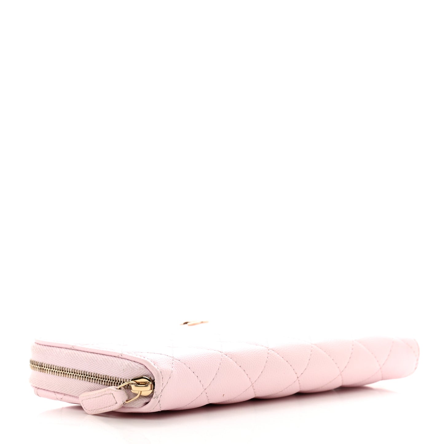 Caviar Quilted Large Gusset Zip Around Wallet Light Pink
