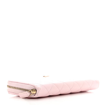 Chanel Caviar Quilted Large Gusset Zip Around Wallet Light Pink 4 of 11