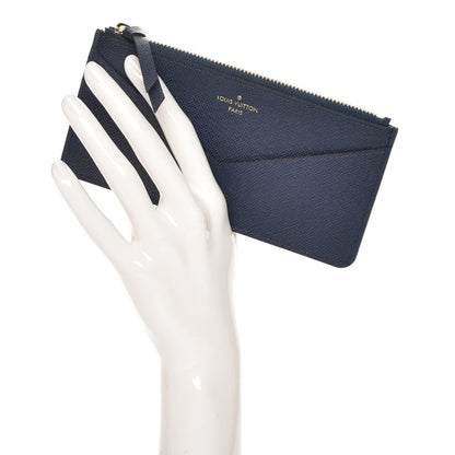 Louis Vuitton Calfskin Jeanne Wallet Zippered Insert Dark Blue 2 of 6