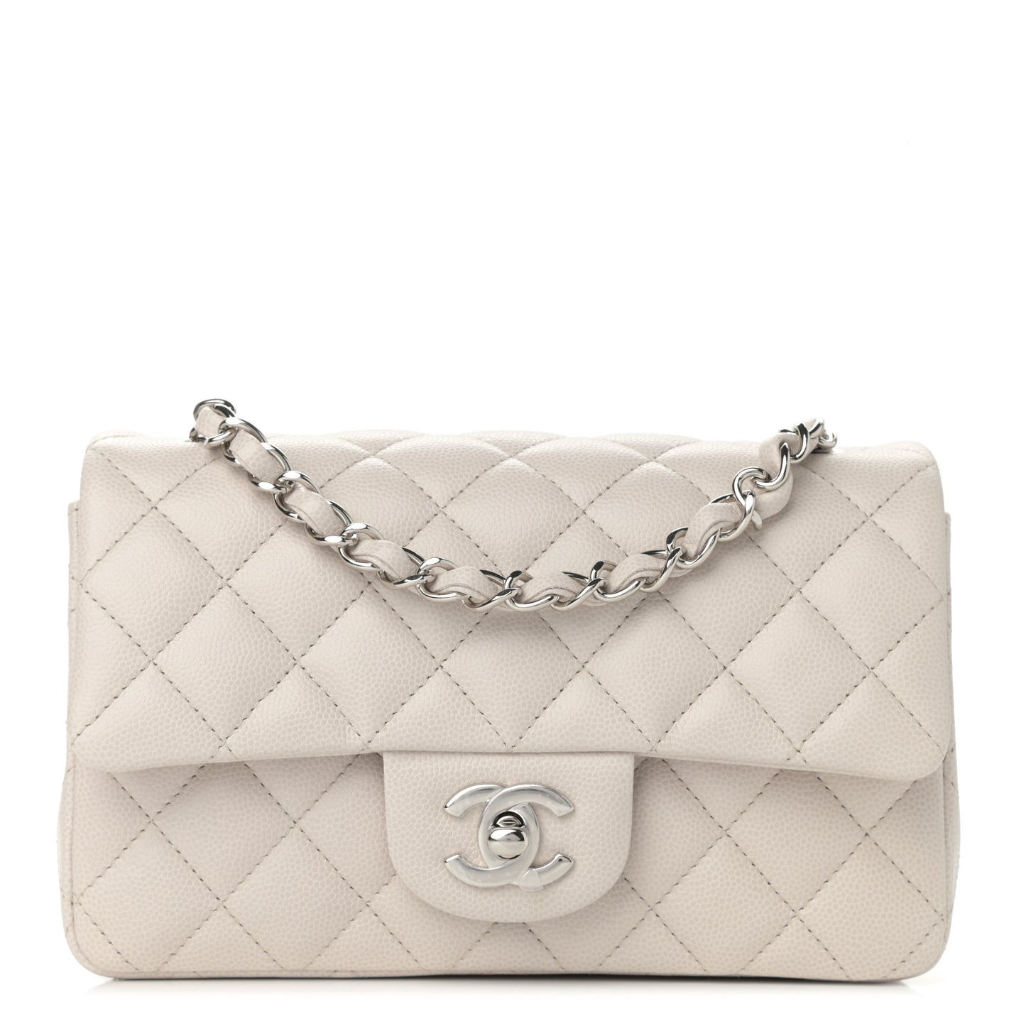 Caviar Quilted Mini Rectangular Flap Ivory