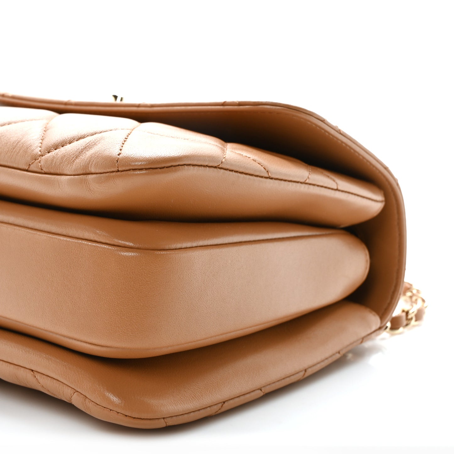 Lambskin Quilted Small Trendy CC Dual Handle Flap Bag Camel