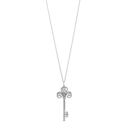 Tiffany Platinum Diamond Enchant Heart Key Pendant Necklace 1 of 5