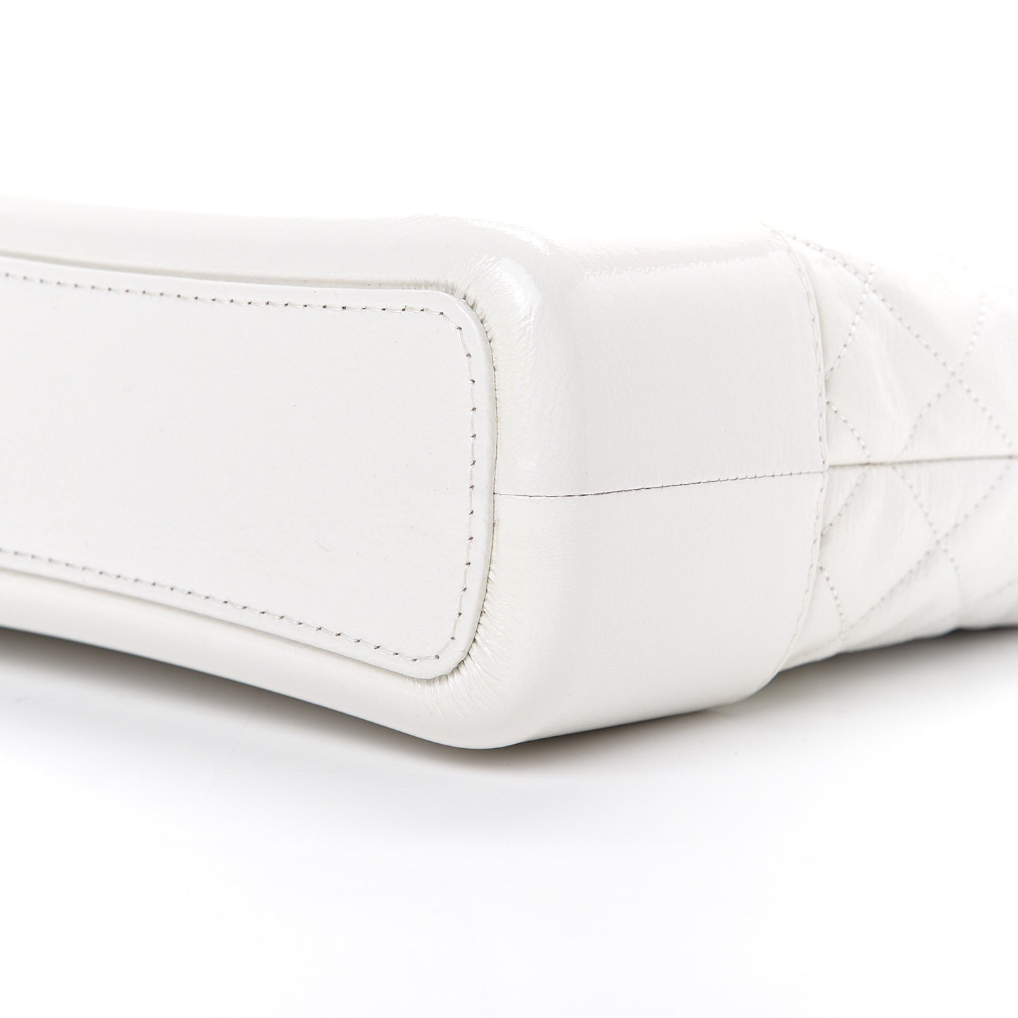 Patent Goatskin Quilted Medium Gabrielle Hobo White