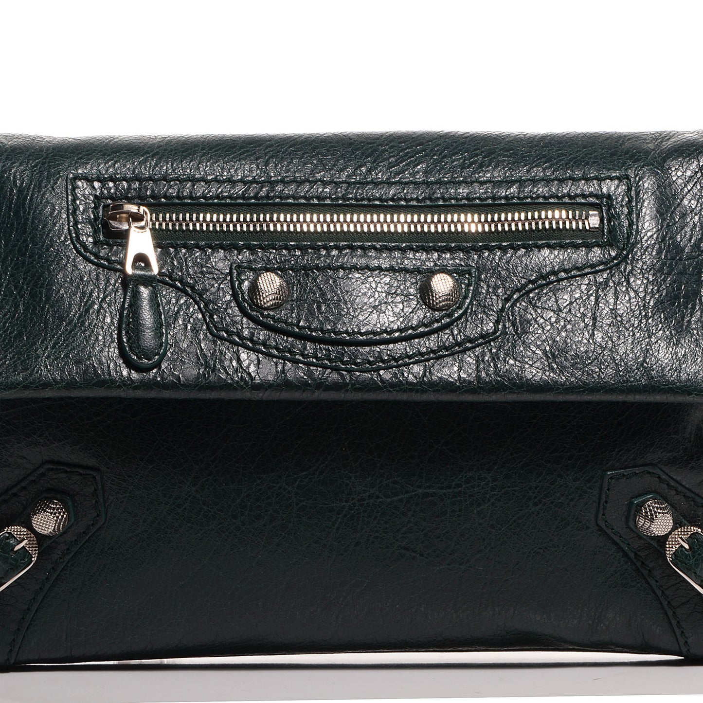 Agneau Giant 12 Silver Hardware Envelope Clutch Poker Fonce