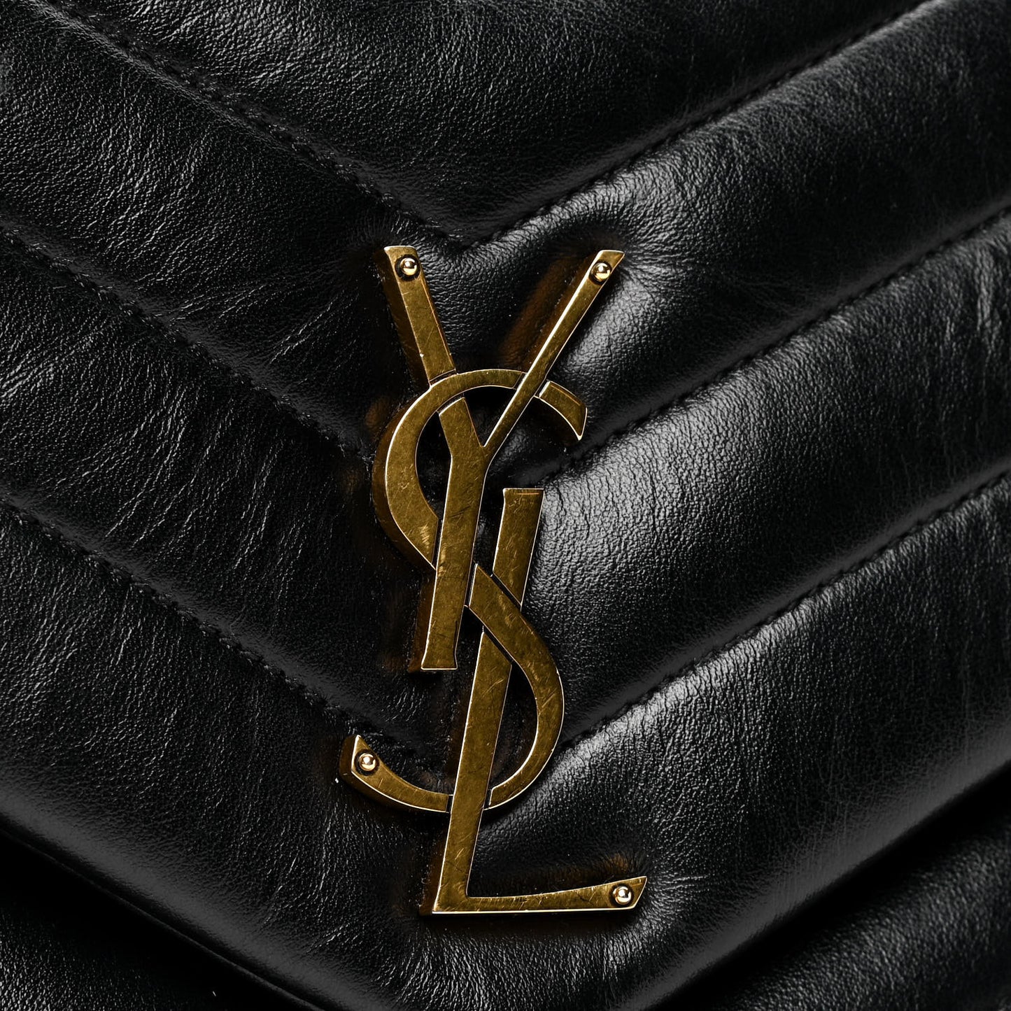 Calfskin Y Quilted Monogram Medium Loulou Chain Satchel Black