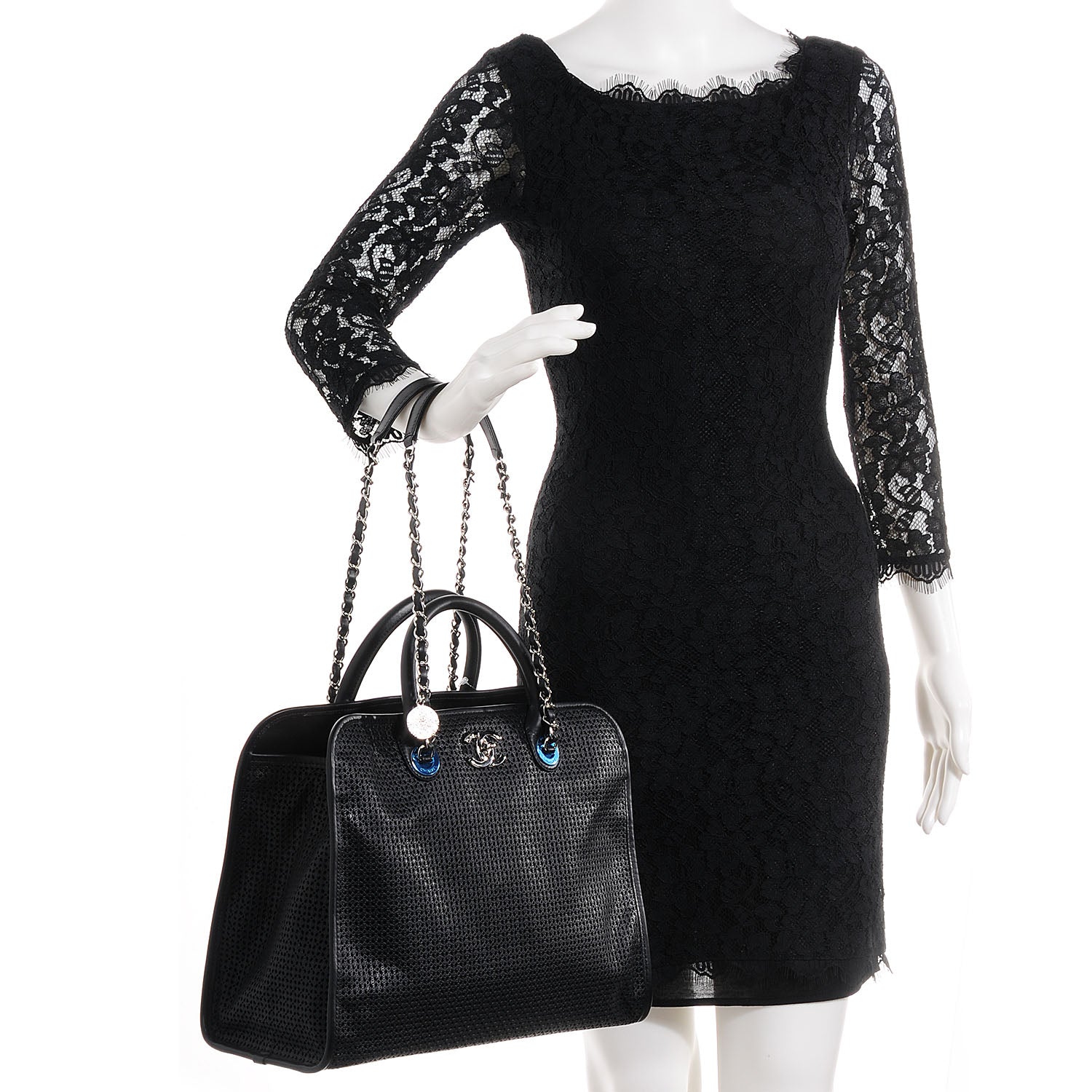Chanel Calfskin Perforated Up In The Air Tote Black 2 of 9