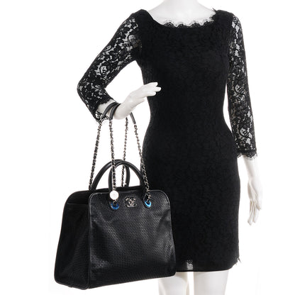 Chanel Calfskin Perforated Up In The Air Tote Black 2 of 9