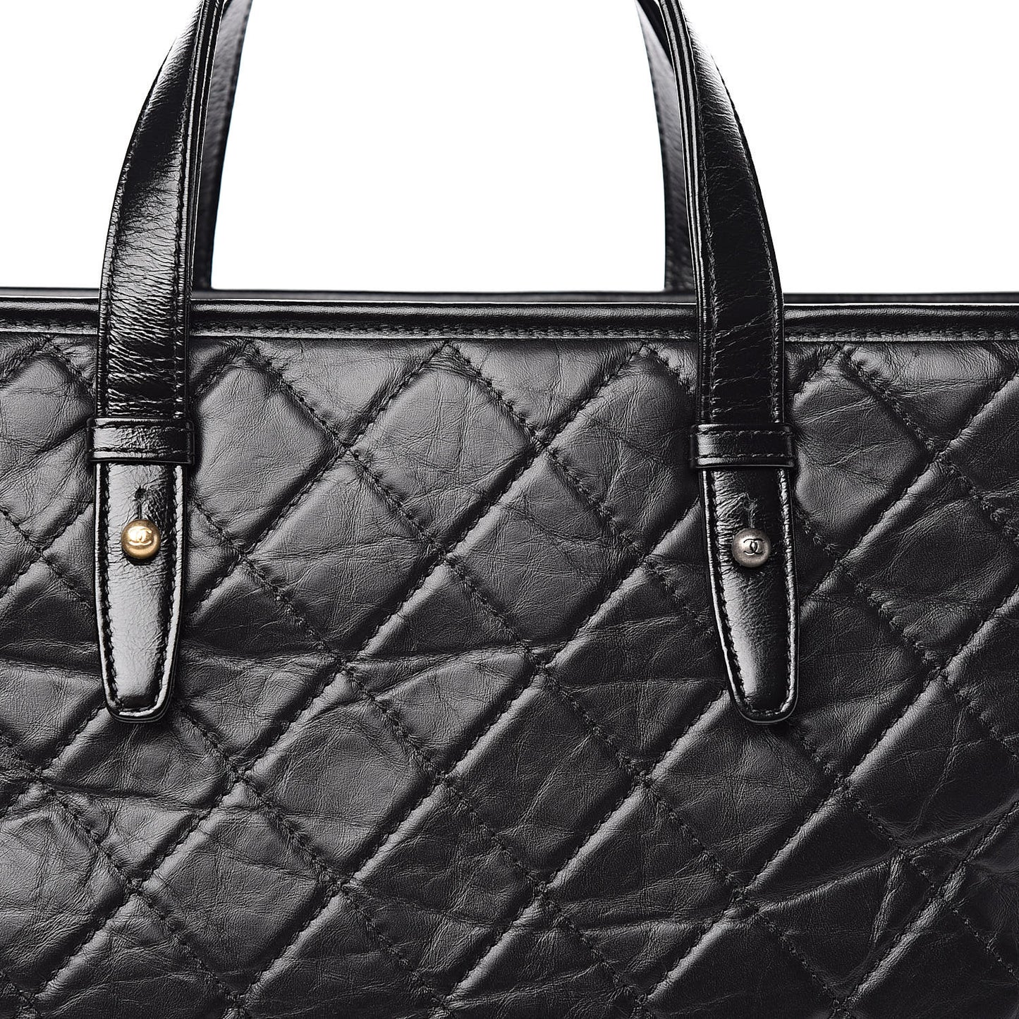 Calfskin Quilted Large Gabrielle Shopping Tote Black
