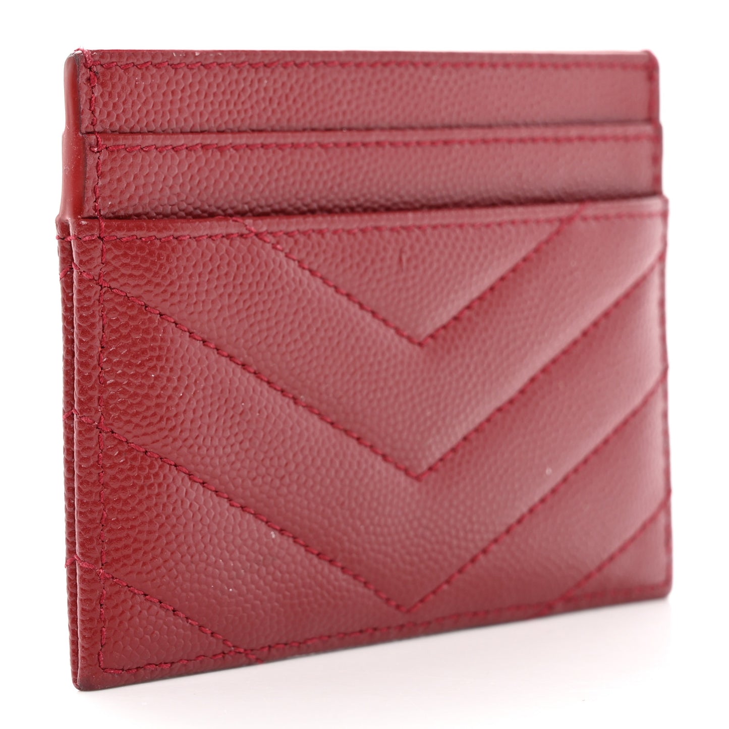 Grain De Poudre Matelasse Chevron Monogram Credit Card Case Opyum Red