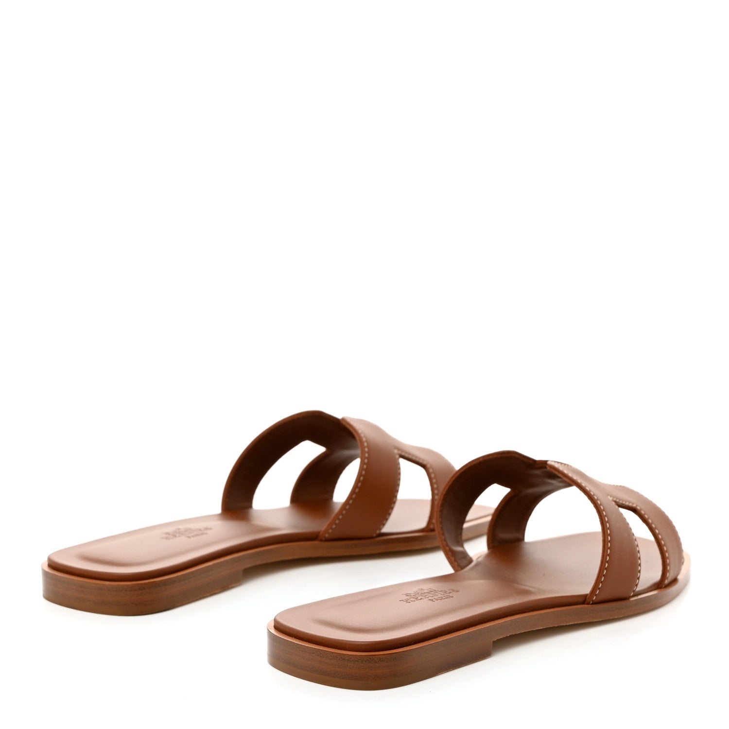 Hermes Box Calfskin Oran Sandals 37 Gold 4 of 9