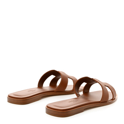 Hermes Box Calfskin Oran Sandals 37 Gold 4 of 9