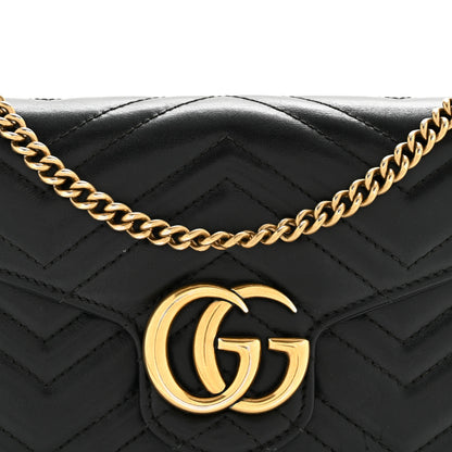 Gucci Calfskin Matelasse GG Marmont Chain Wallet Black 8 of 15