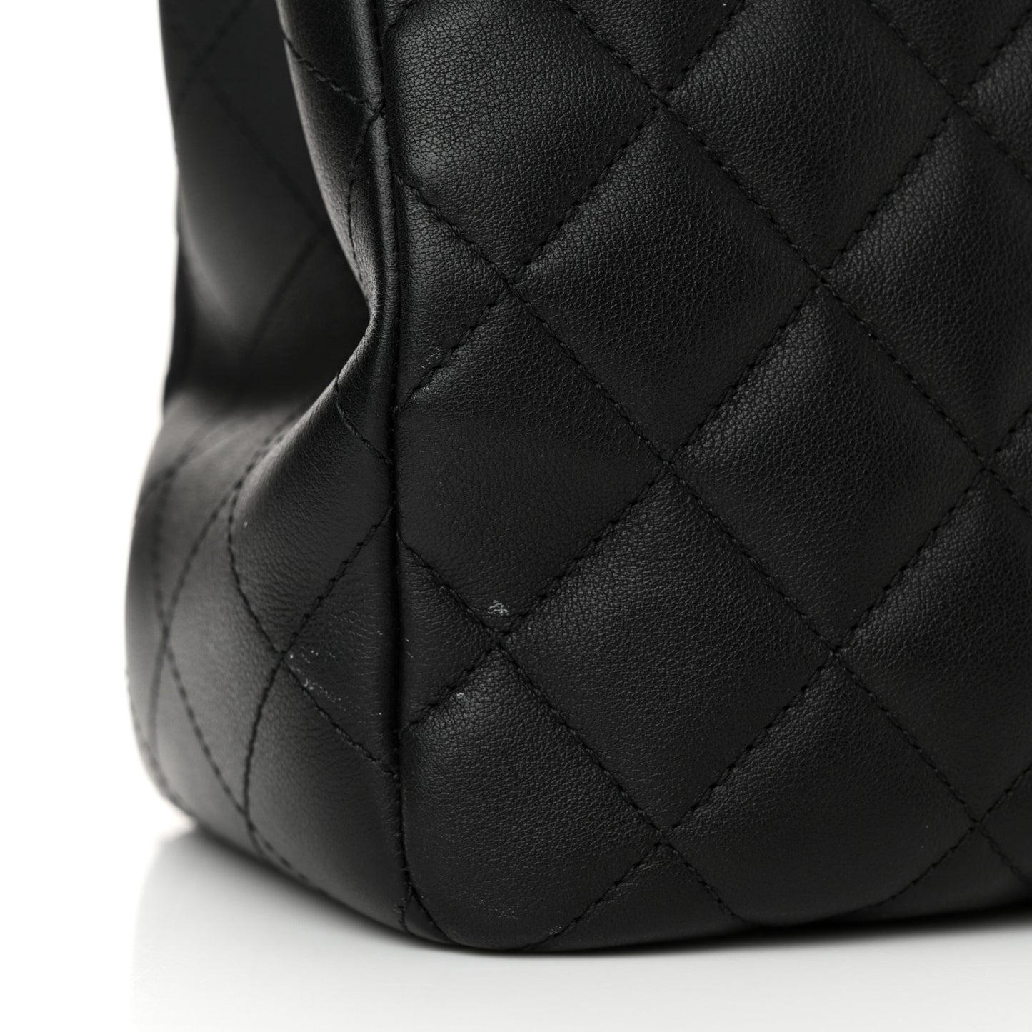 Calfskin Quilted Large Classic Shopping Tote Black