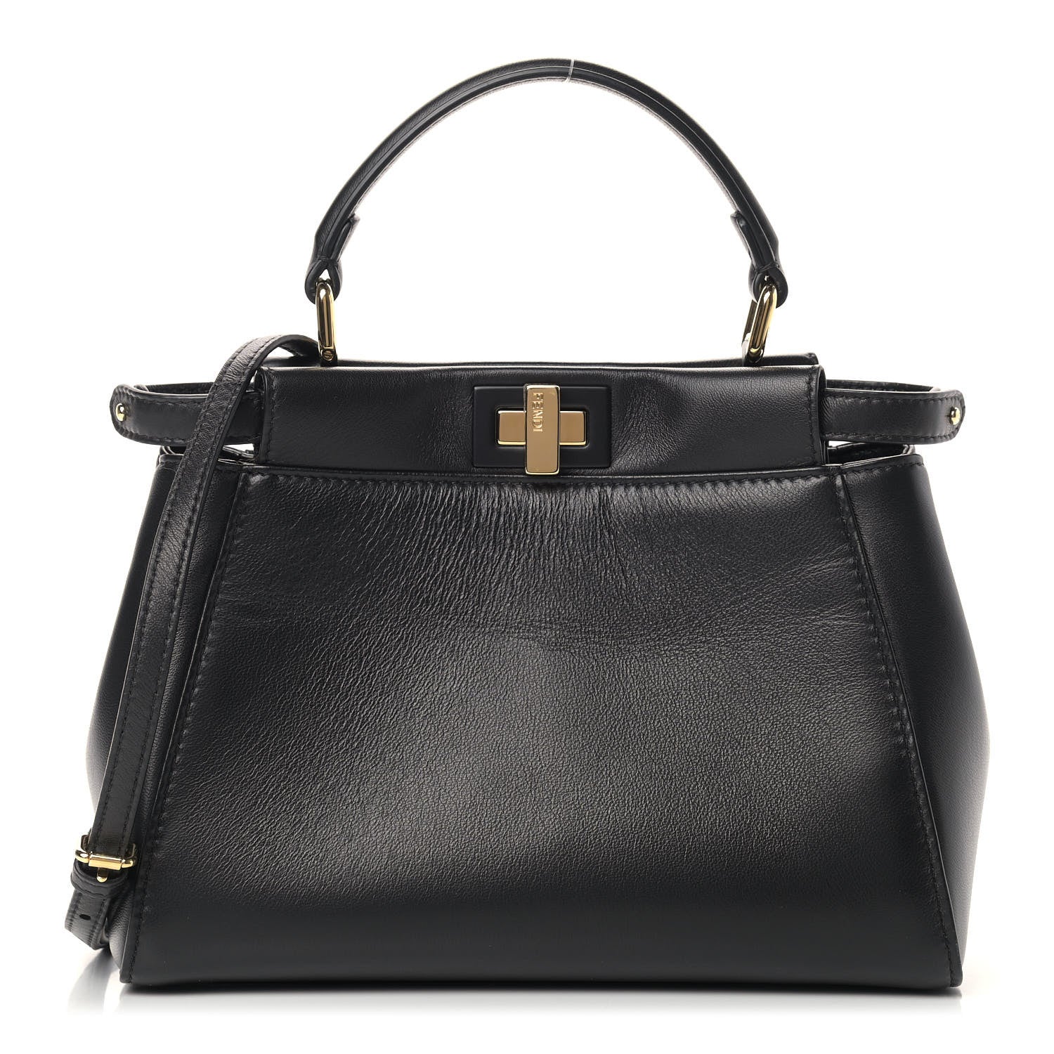 Fendi Nappa Monster Eyes Mini Peekaboo Iconic Satchel Black 3 of 12