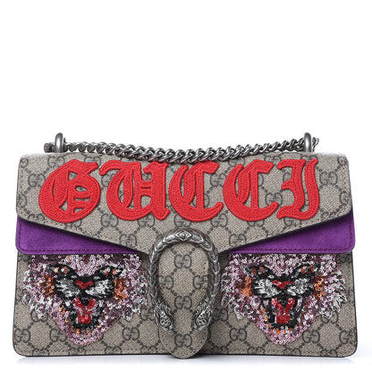 Gucci GG Supreme Monogram Embroidered Small Dionysus Shoulder Bag Purple 1 of 12