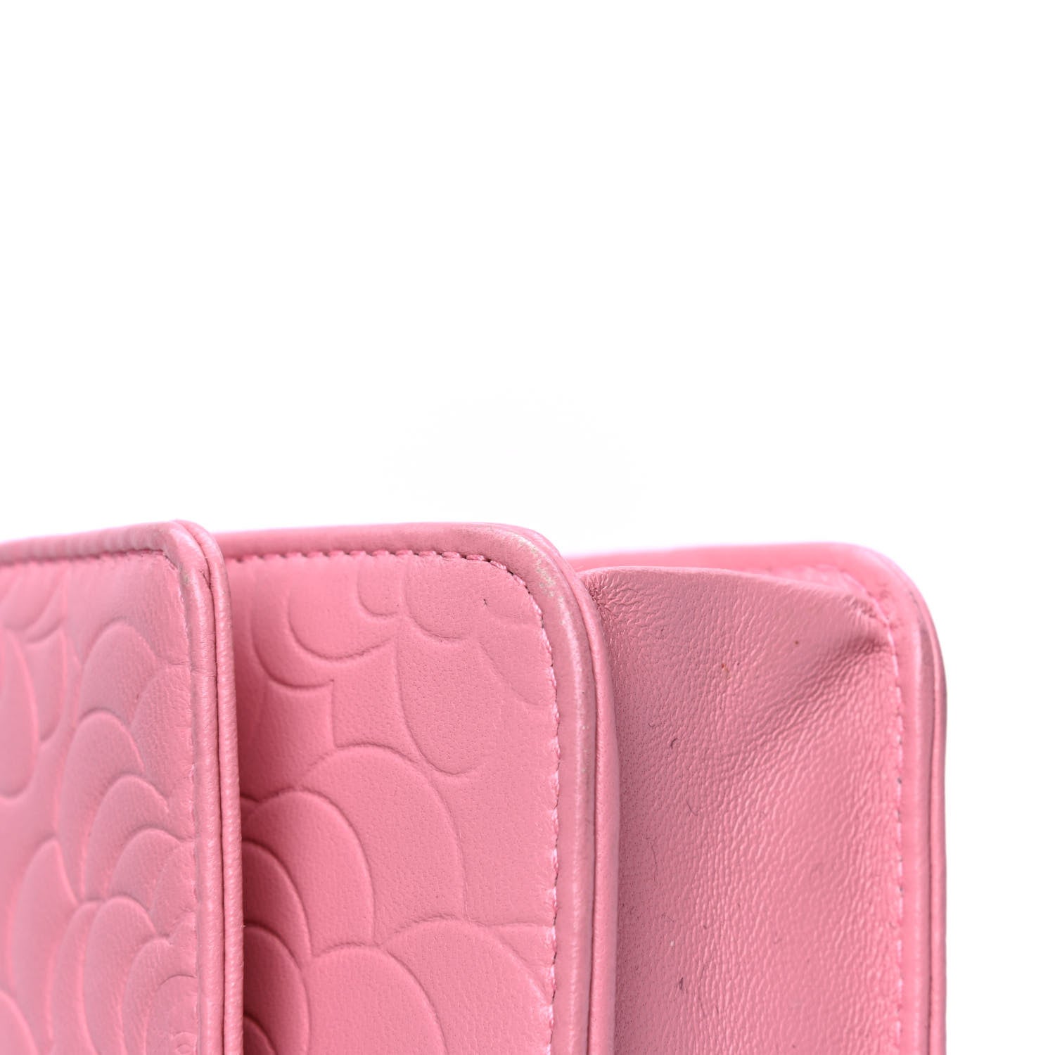 Chanel Lambskin Camellia Embossed Wallet On Chain WOC Pink 6 of 6