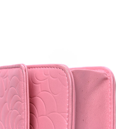 Chanel Lambskin Camellia Embossed Wallet On Chain WOC Pink 6 of 6