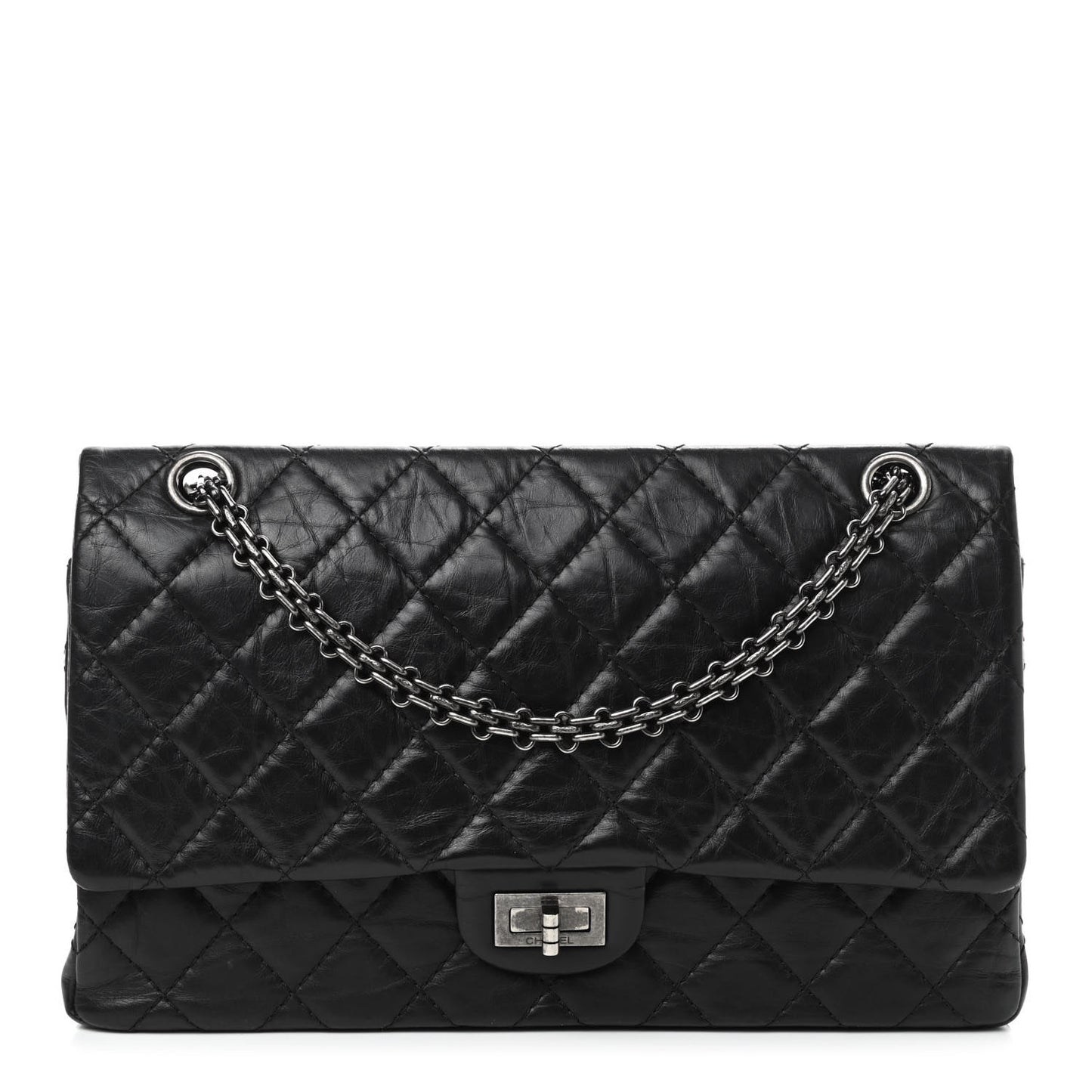 Aged Calfskin Quilted 2.55 Reissue 226 Flap Black