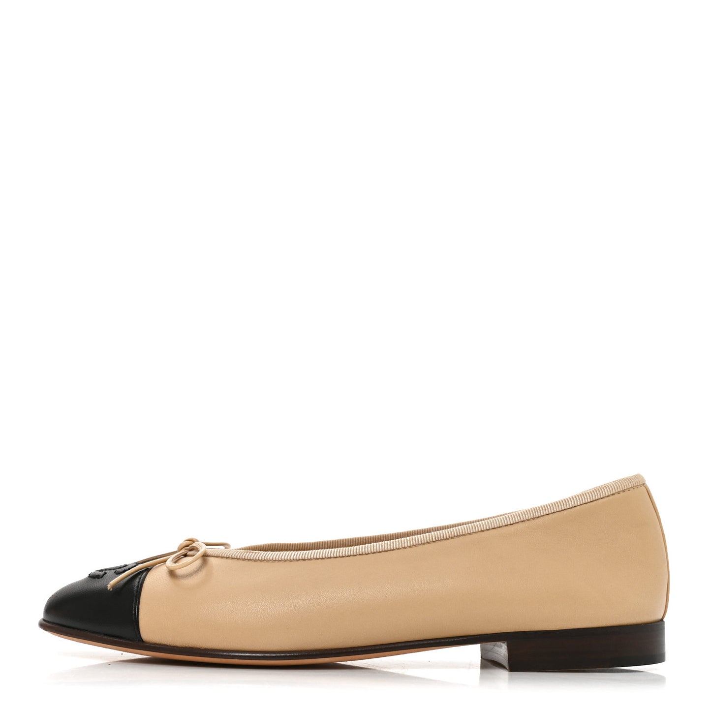 Lambskin Cap Toe CC Ballerina Flats 37.5 Beige Black