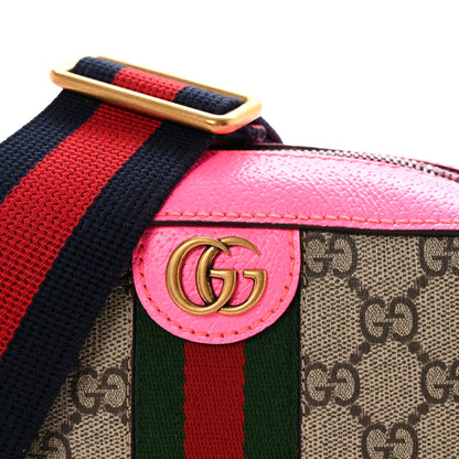 Gucci GG Supreme Monogram Textured Dollar Calfskin Web Ophidia Small Crossbody Bag Beige Ebony Fuchsia 7 of 9