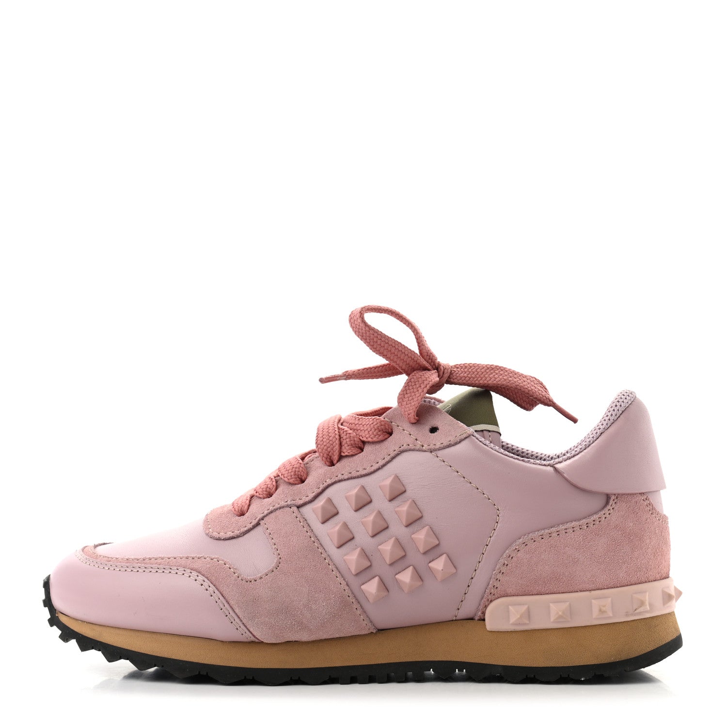 Valentino Garavani Calfskin Suede Rockstud Sneakers 35.5 Pink 1 of 7