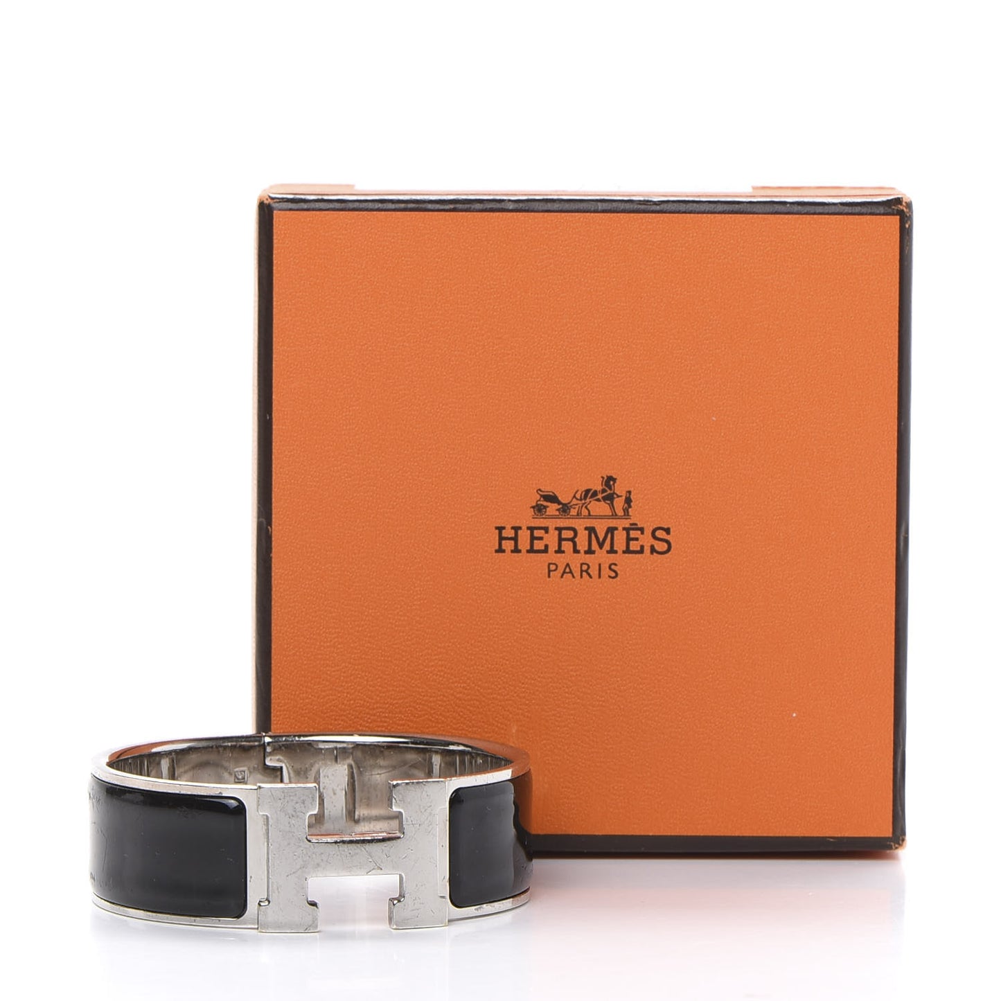 Enamel Wide Clic Clac H Bracelet GM Black